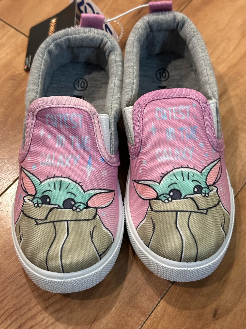 Star Wars Grogu Baby Yoda Pink Slip-On Sneakers Kids Size 10 NWT